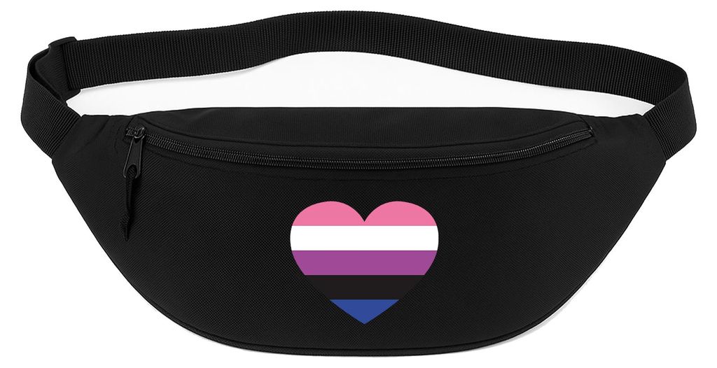 Huuraa Bauchtasche Genderfluid Pride Flagge LGBTQ Herz 2,5 Liter Black Polyester Crossbody Bag Geschenkidee