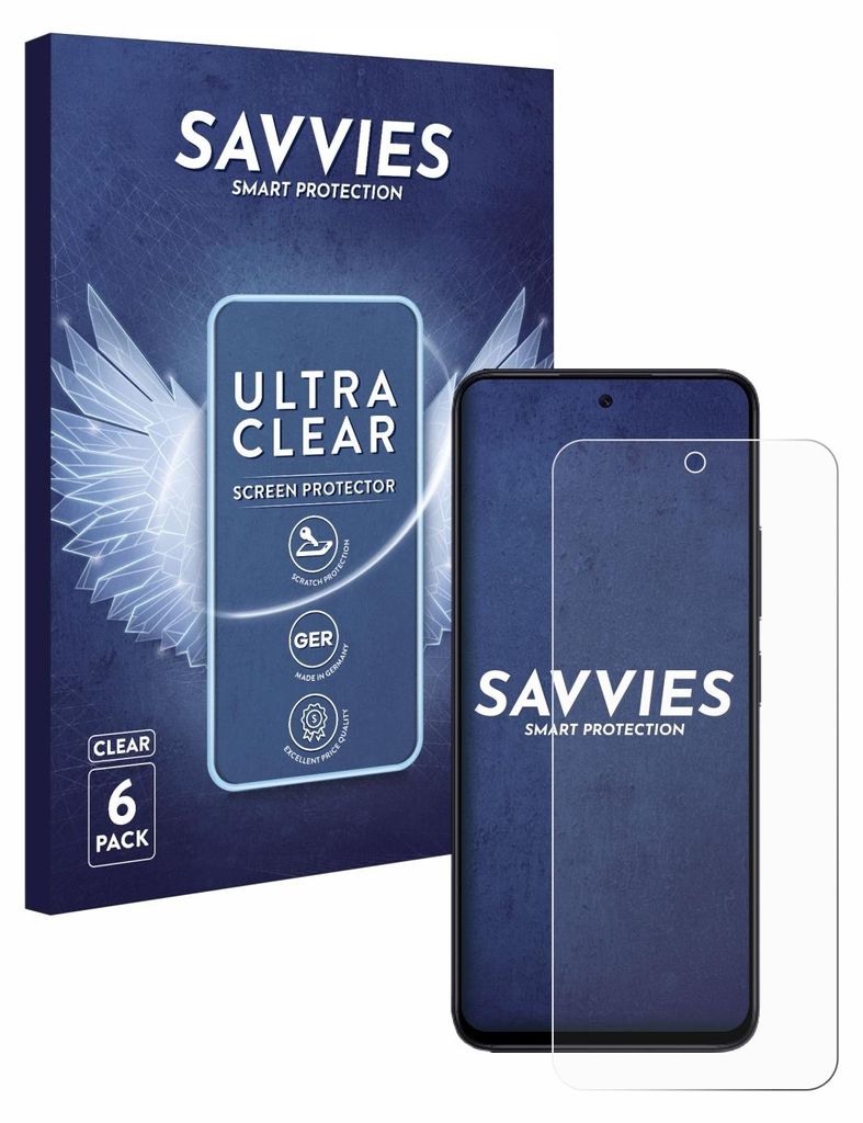 A product box and a screen protector for a smartphone.