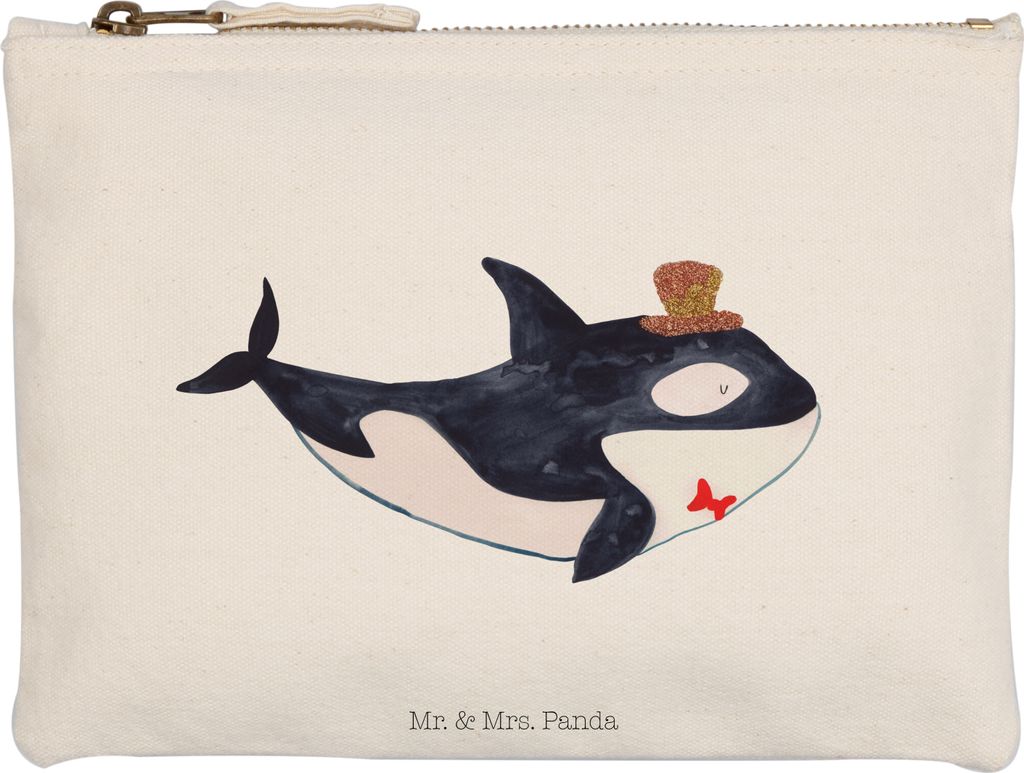 Mr. & Mrs. Panda Federmappe Orca Zylinder Grösse XL Große - Weiß - Geschenk, Kosmetiktasche, toiletry bag, Schlampermäppchen, aufbewahrungstasc...