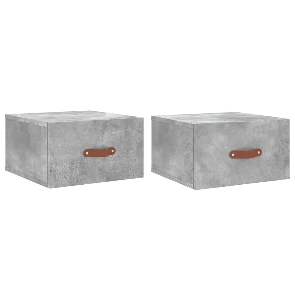 vidaXL Coppia Comodini a Muro Grigio Cemento 35x35x20 cm Moderni