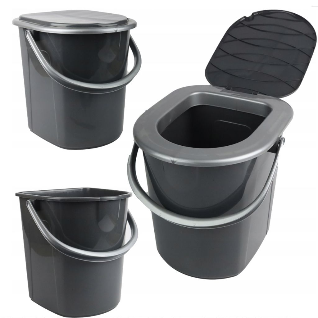 Mobile Campingtoilette 22L – Tragbare Outdoor-Toilette Granitgrau für Camping, Garten, Notfall, Senioren