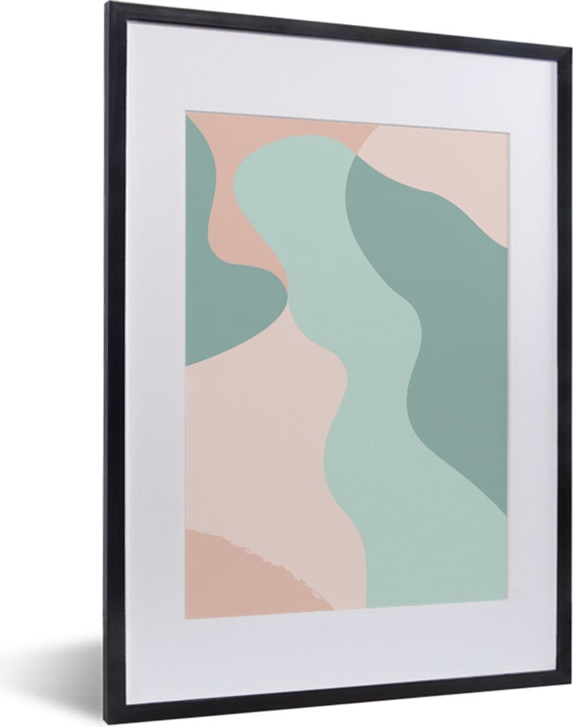 MuchoWow Gerahmtes Poster Sommer - Pastell - Abstrakt 30x40 cm - Poster mit Schwarzem Bilderrahmen Wandposter Rahmen Foto Bilder - Wandposter Sch...