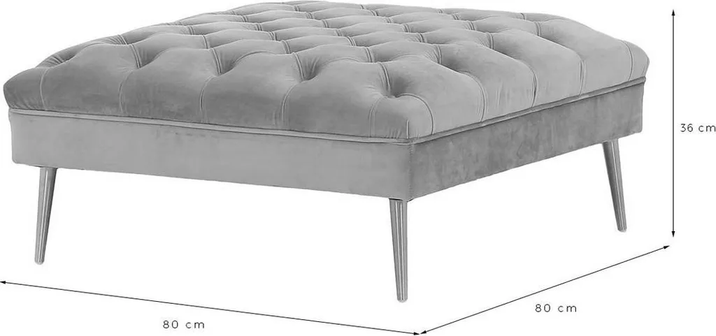 Siège d'appoint pouf rond Chesterfield en velours gris et pieds métal