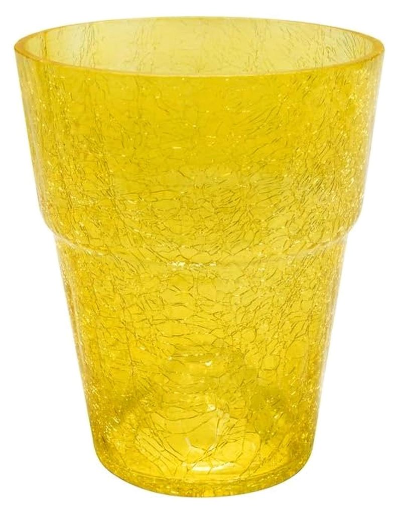 Blumentopf rund Orchideentopf Orchidee D 130 mm H 165 mm Glas Übertopf Kristall Glasscherben gelb