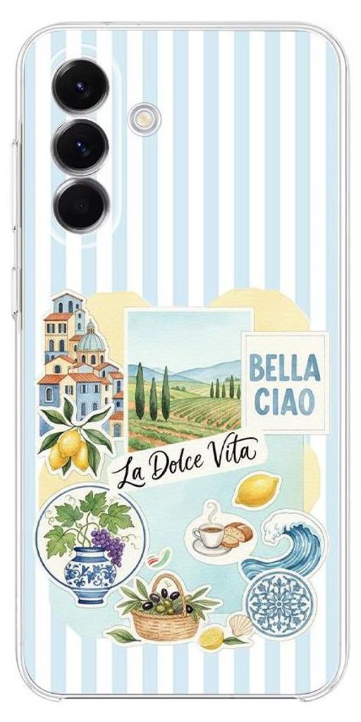 Flexible Hülle für das Samsung Galaxy A56, Kameraschutz, TPU Silikon transparent, Urlaub in Italien, italienische Spezialitäten, La Dolce Vita