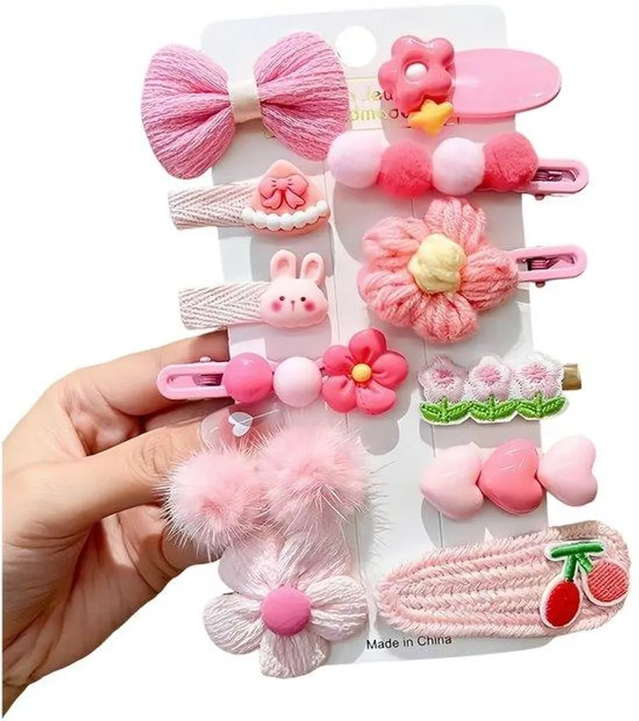 12 Barrettes à Cheveux Filles : Motif Métallisé et Fleurs Arc-en-Ciel