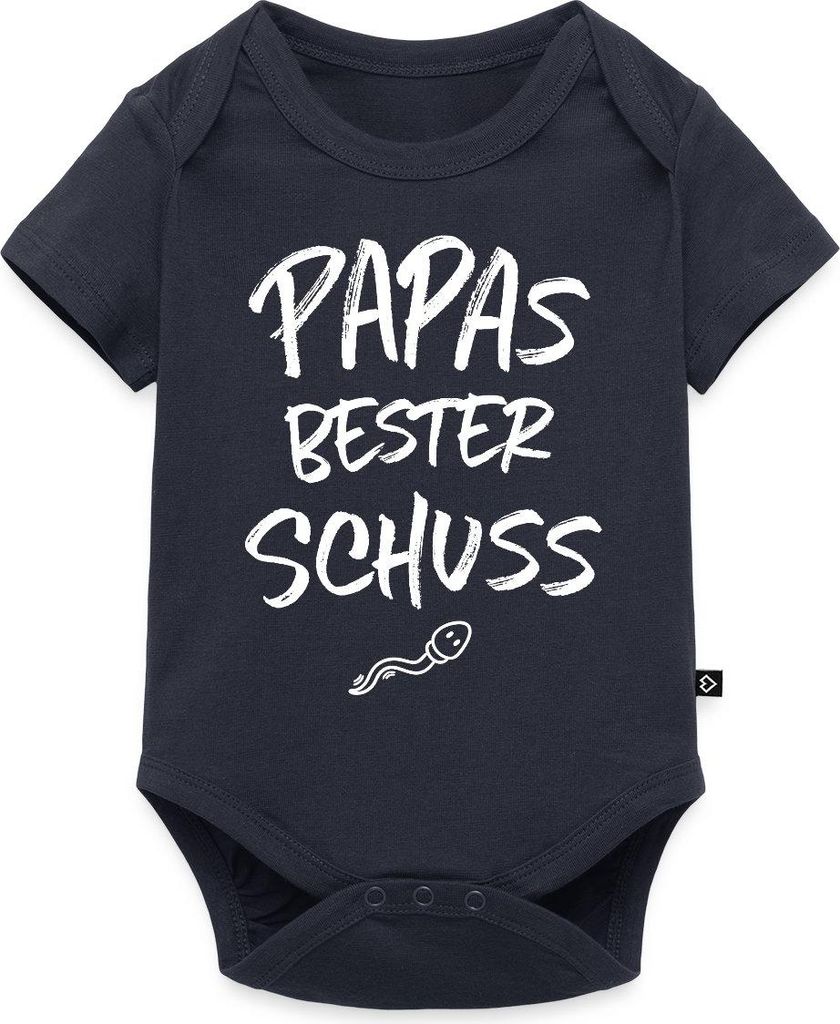 Spreadshirt Papas Bester Schuss Baby Party Kurzarm Tages Baby Body, 62 (2-3 M.), Navy