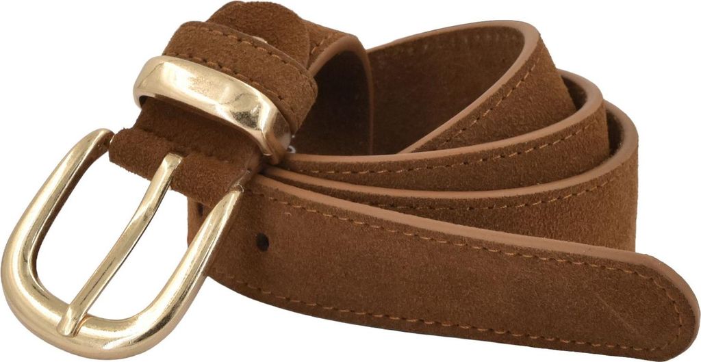 styleBREAKER Damen Echtleder Gürtel 3 cm | weiches Rindsleder Velours Optik | Edle Antik Gold Schnalle | Vintage Wildleder Look für Jeans & Kleid...