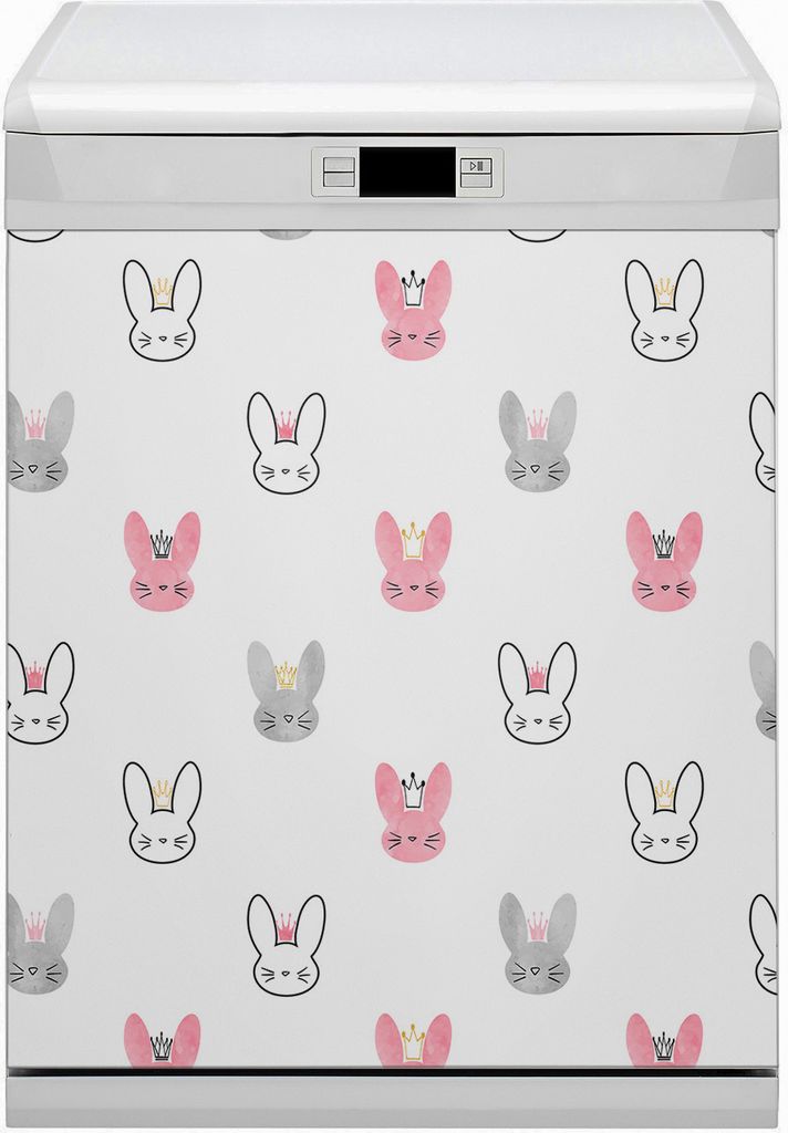 Küche Magnet für Spülmaschine Abwaschbar 60x70 cm Geschirrspüle - Kaninchen in Kronen