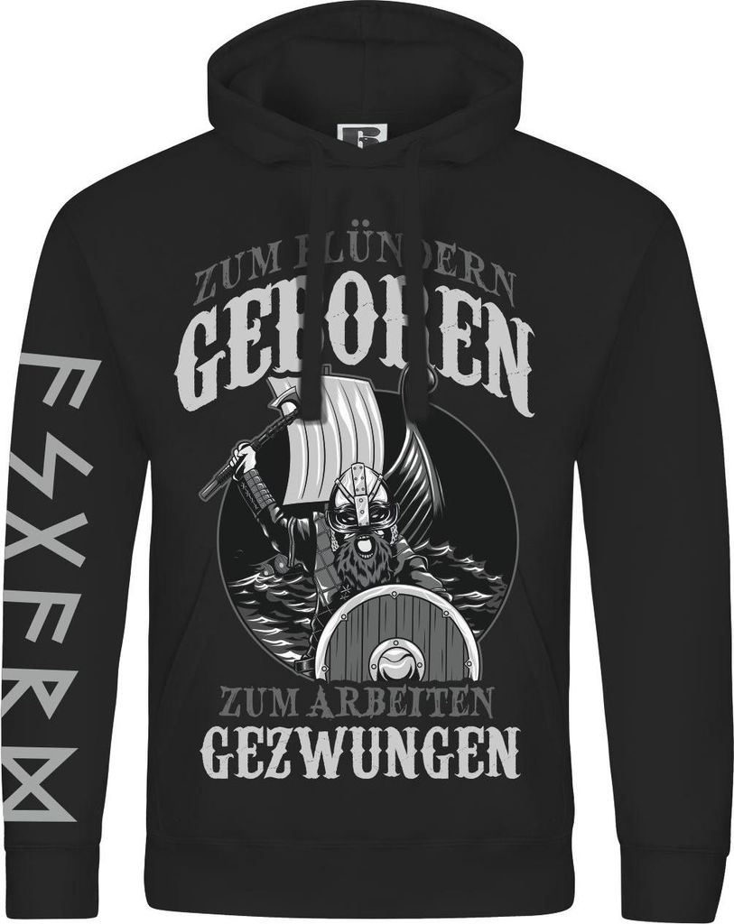 Herren Kapuzenpullover Wikinger Zum Plündern geboren zur Arbeit gezwungen