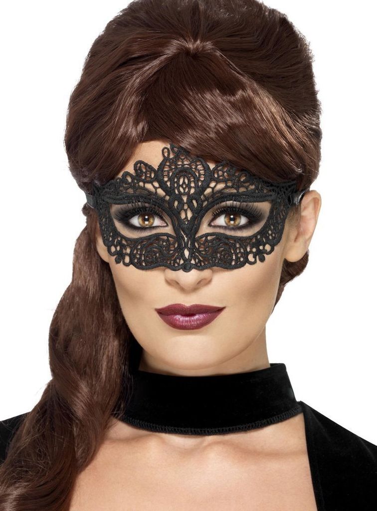 Venezianische Spitzenmaske schwarz - für Fasching Produktbild 