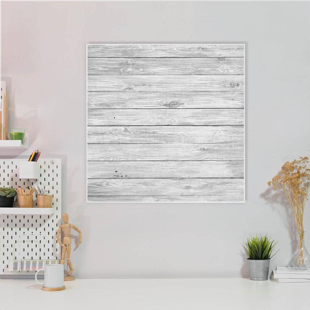 Design Stahlmagnettafel Quadratisch 50x50cm Weiß Gebeizt