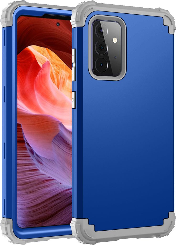 Galaxy A72 Hülle, 3 in 1 Hybrid PC TPU Stossfest Robust Schutzhülle für Samsung Galaxy A72 4G/5G Navy blau