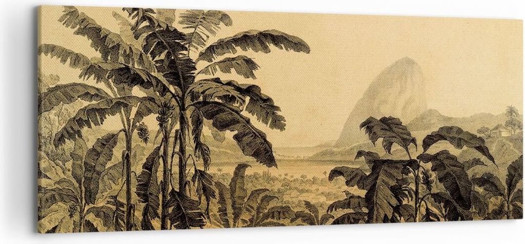 Bild auf Leinwand - Leinwandbild - Einteilig - Palmen Wald Regnerisch - 120x50cm - Wand Bild - Wanddeko - Wandbilder - Leinwanddruck - Bilder - Wan...