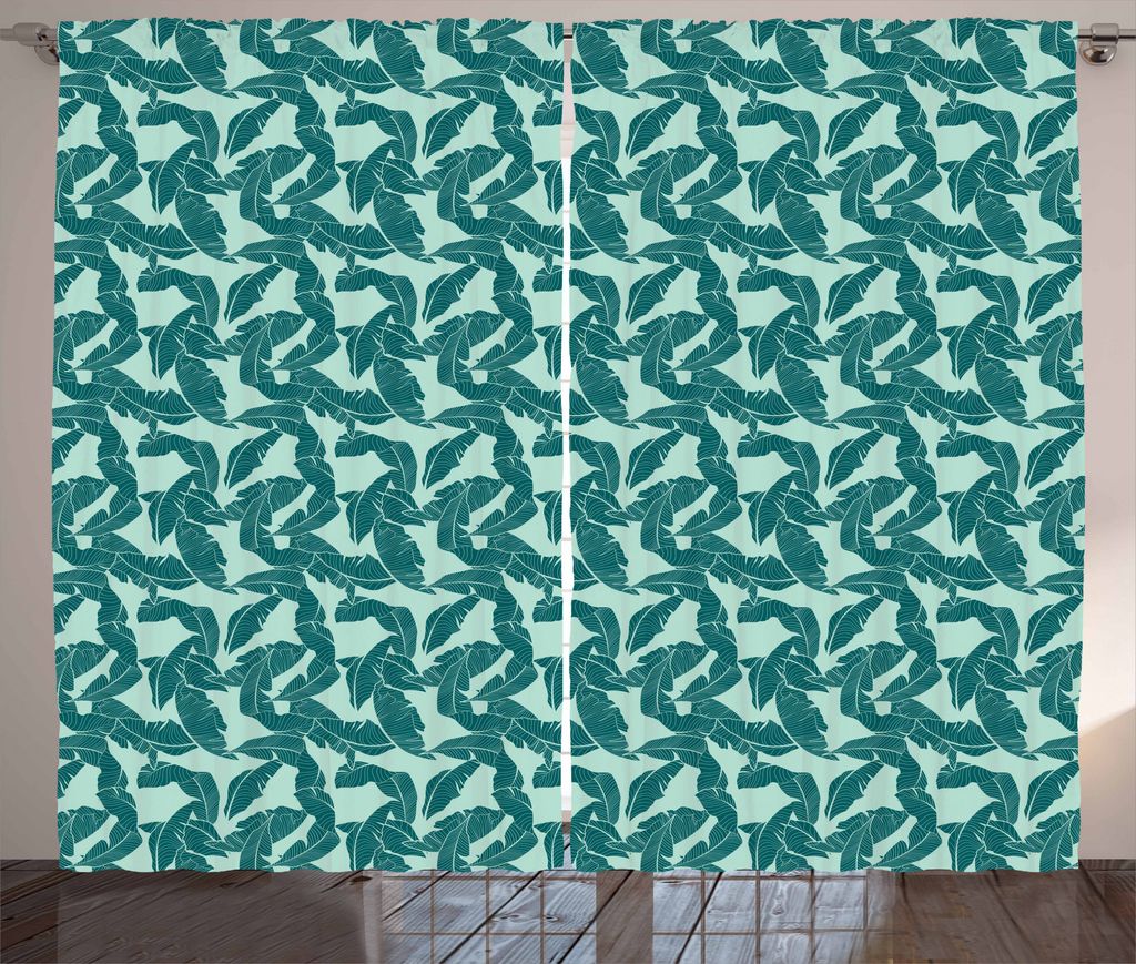 ABAKUHAUS hawaiisch Rustikaler Vorhang, Zusammenfassung Palmblätter, Wohnzimmer Universalband Gardinen mit Schlaufen und Haken, 280 x 175 cm, Almo...