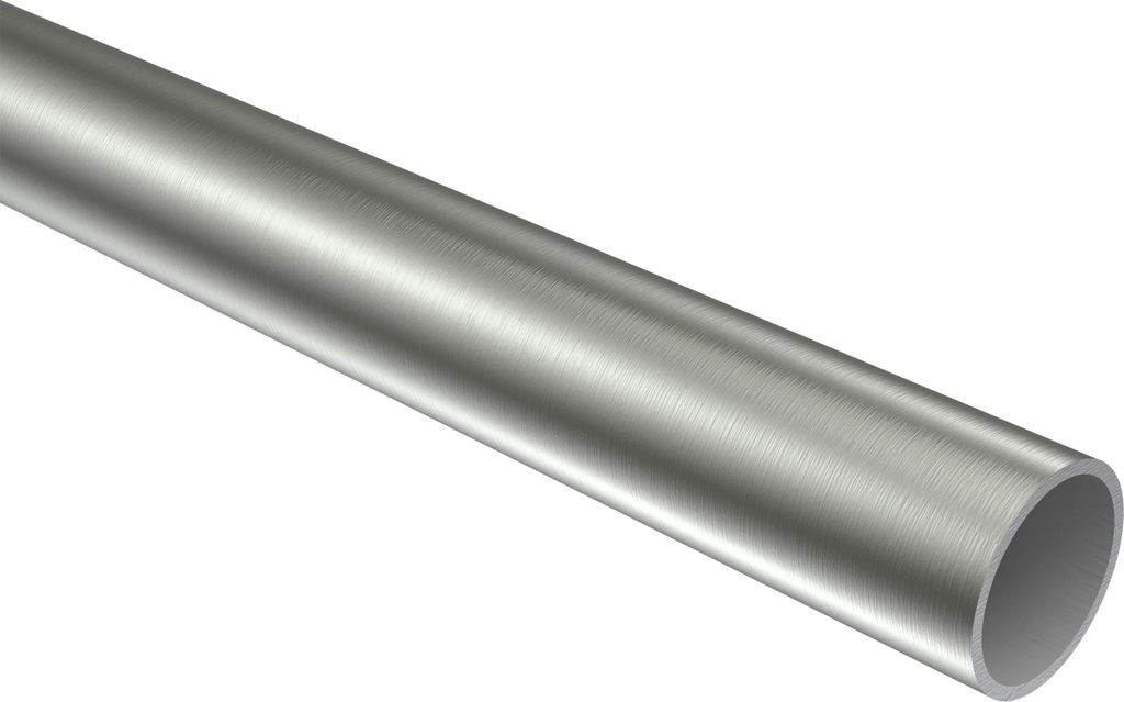 Interdeco Rundrohr / Metallrohr für Gardinenstangen 16 mm Ø Edelstahl-Optik, 220 cm