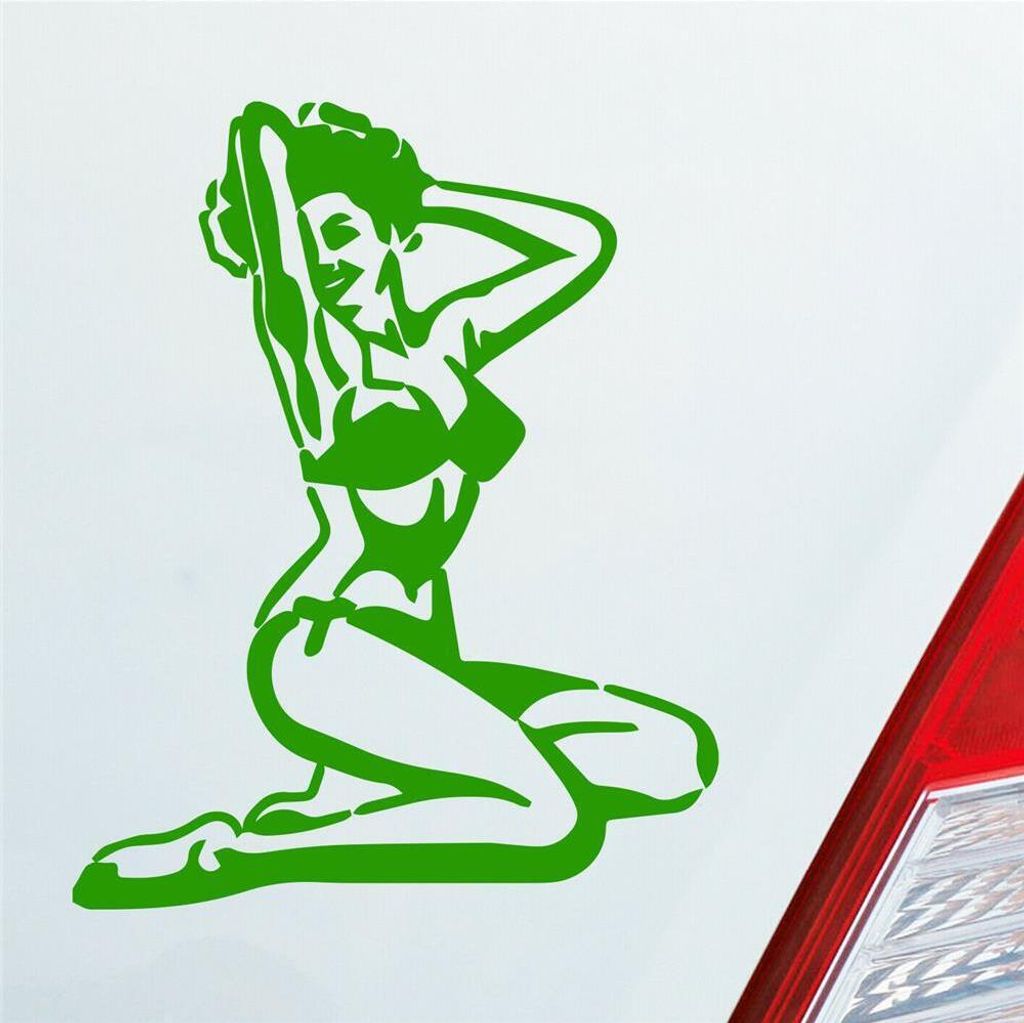 Auto Aufkleber Pin up Girl Sexy Girl Tuning Vintage Retro 12x10 cm Hellgrün Sticker Heckscheibenaufkleber