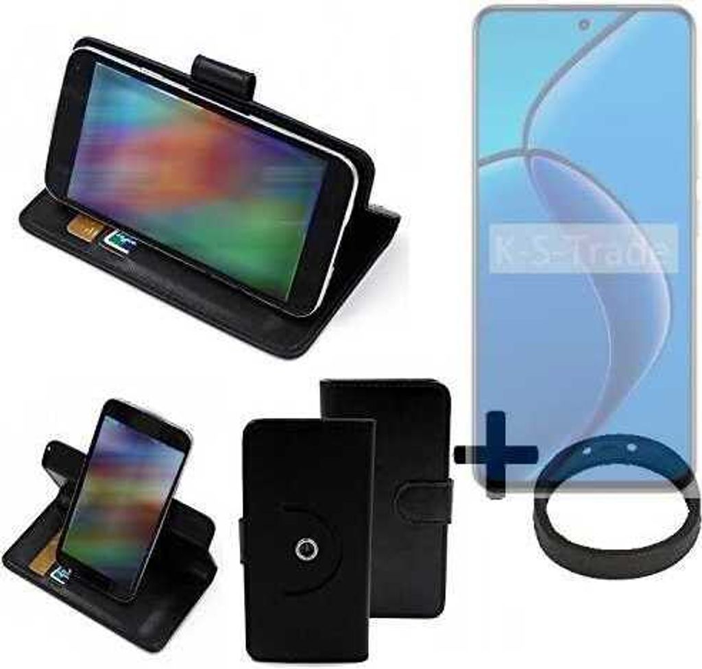 K-S-Trade Case Schutz Hülle kompatibel mit Realme 12 4G + Bumper Handy Hülle Flipcase Smartphone Cover Handy Schutz Tasche Walletcase schwarz