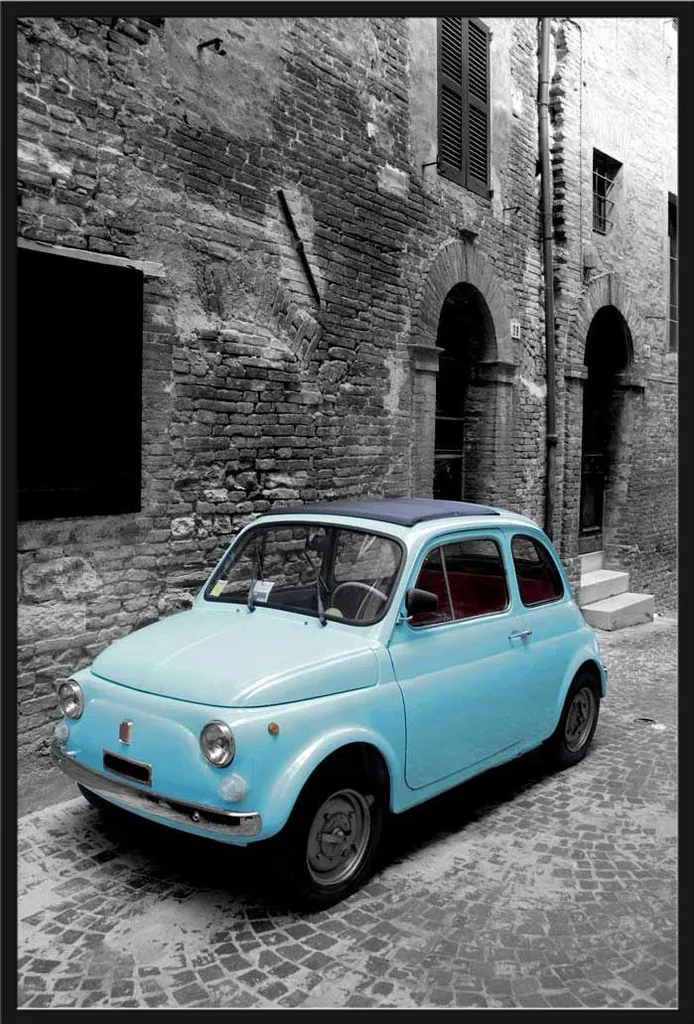 Tableau Fiat 500 Prêt à Suspendre Cadre Shinsuke Anti-Reflet Noir