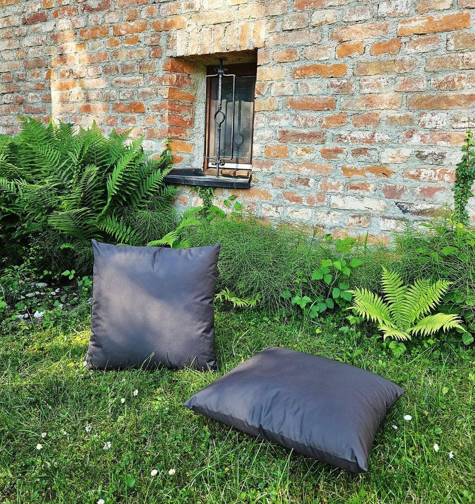 JACK 2x 50x50cm Outdoor Lounge Kissen Dekokissen inkl. XXL-Füllung Wasserabweisend Sitzkissen Garten Stuhl Lotus Effekt, Farbe:Anthrazit