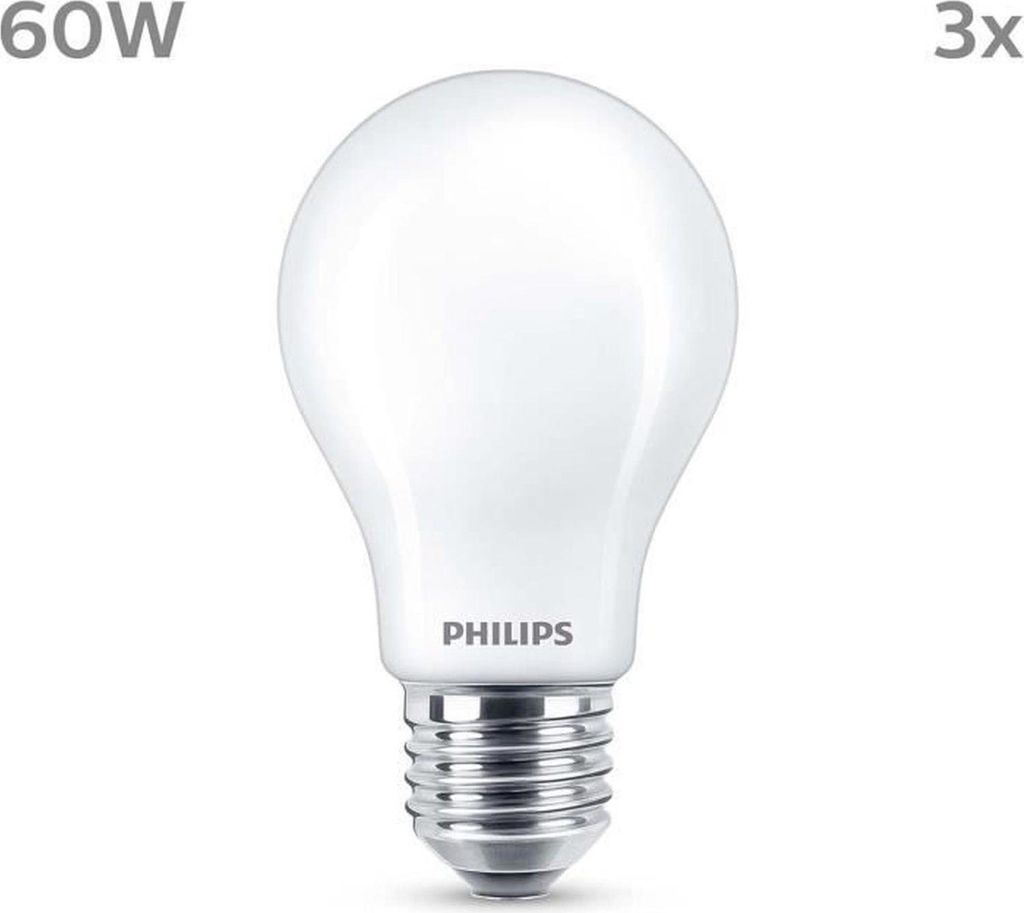 Philips LED classic Lampe 60W E27 Warmweiß 806lm matt 3er P.