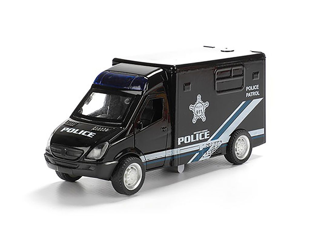 DIENSTWAGEN mit Licht Sound Rückzug Motor 1:38 Bus Modellauto Modell Auto Spielzeugauto Spielzeug Geschenk Polizei 05 (Police-Schwarz)