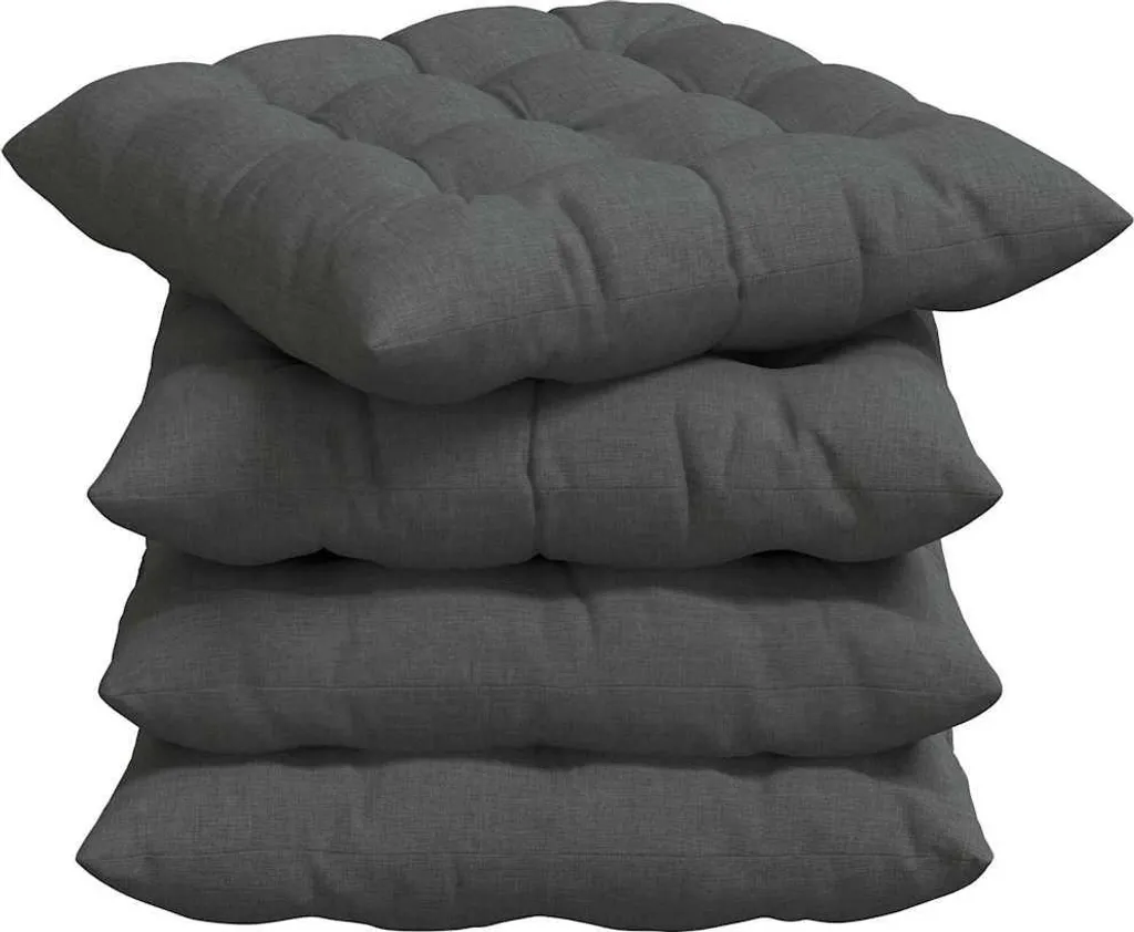 Coussin de Chaise Carré 40x40 cm Gris Foncé - Lot de 2 Galettes de Siège