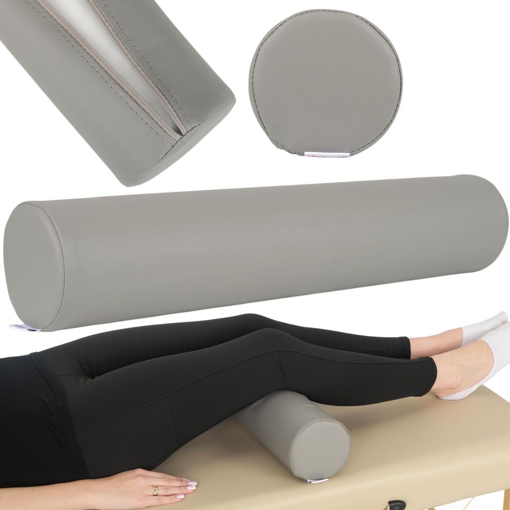 Habys Lagerungsrolle, Vollrolle, Nackenkissen, Lagerungskissen, Nackenrolle, Knierolle für Massage und Therapie, Fitnessrolle, 12x60cm, Grau