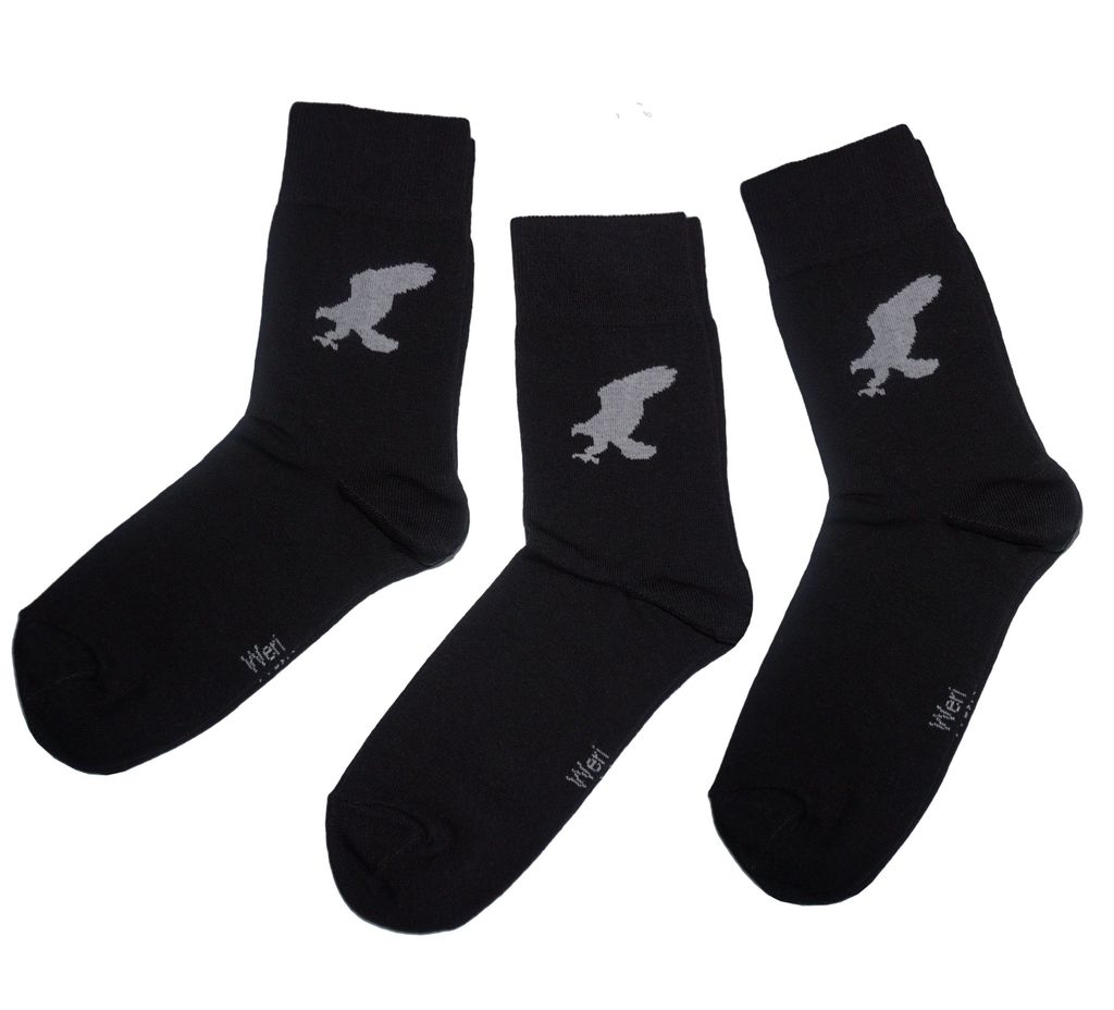 Herren Business Socken 3-er Pack aus Baumwolle Adler Schwarz Größe 39-42