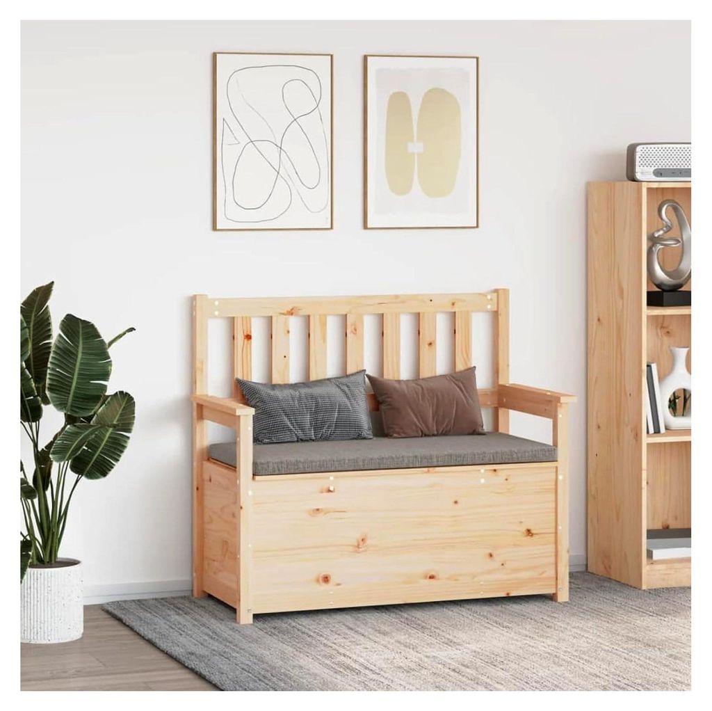 Sitzbank mit Stauraum aus Kiefernholz 112,5x51,5x96,5 cm