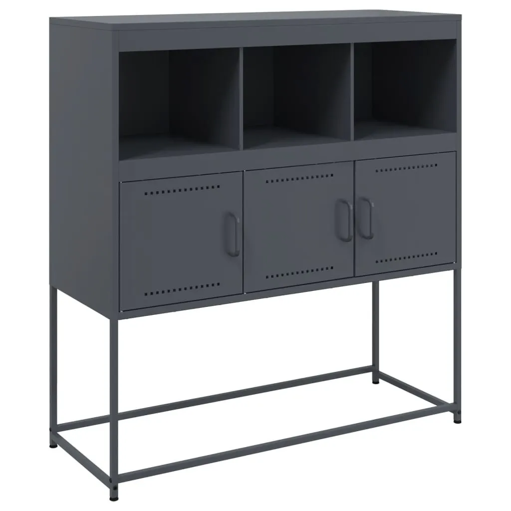 Credenza Metallo Stile Industriale Antracite 100,5x39x107 cm Acciaio