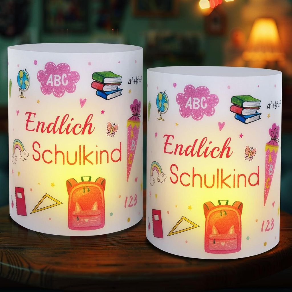 12 Windlicht Tischdeko Einschulung Mädchen, Deko Produktbild 