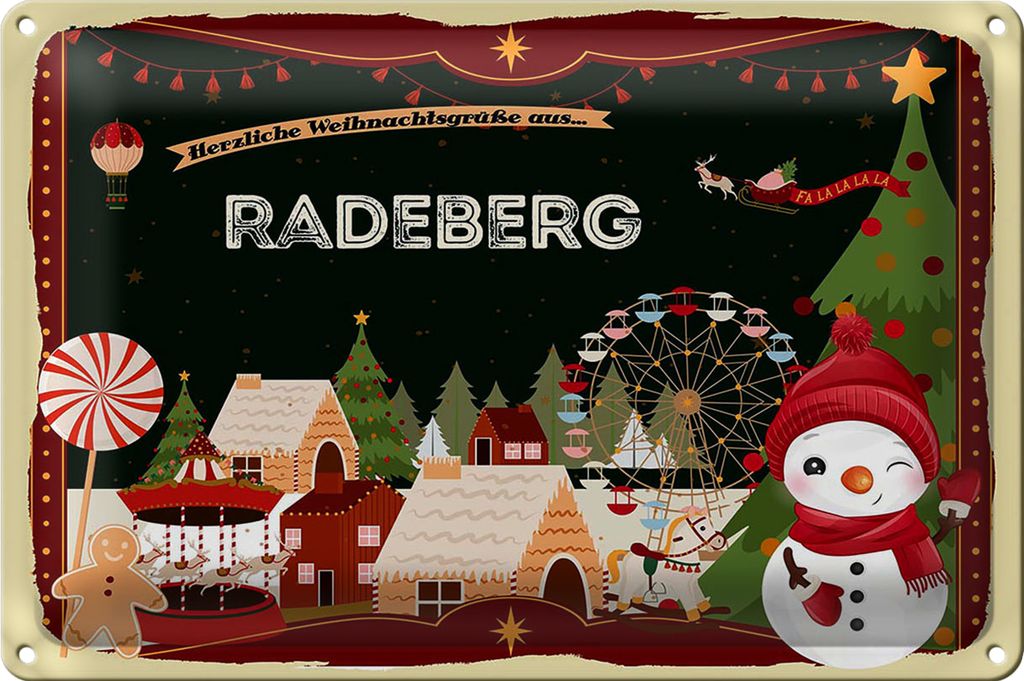 Blechschild Weihnachten Grüße RADEBERG 30x20cm