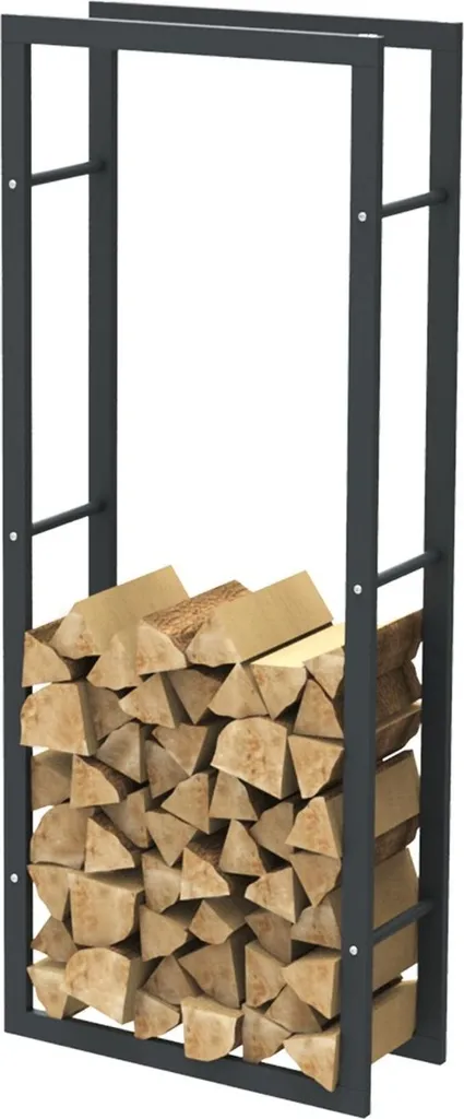 Bc-elec HHWPF0004 Râtelier à bois en acier noir robuste 150x60x25cm