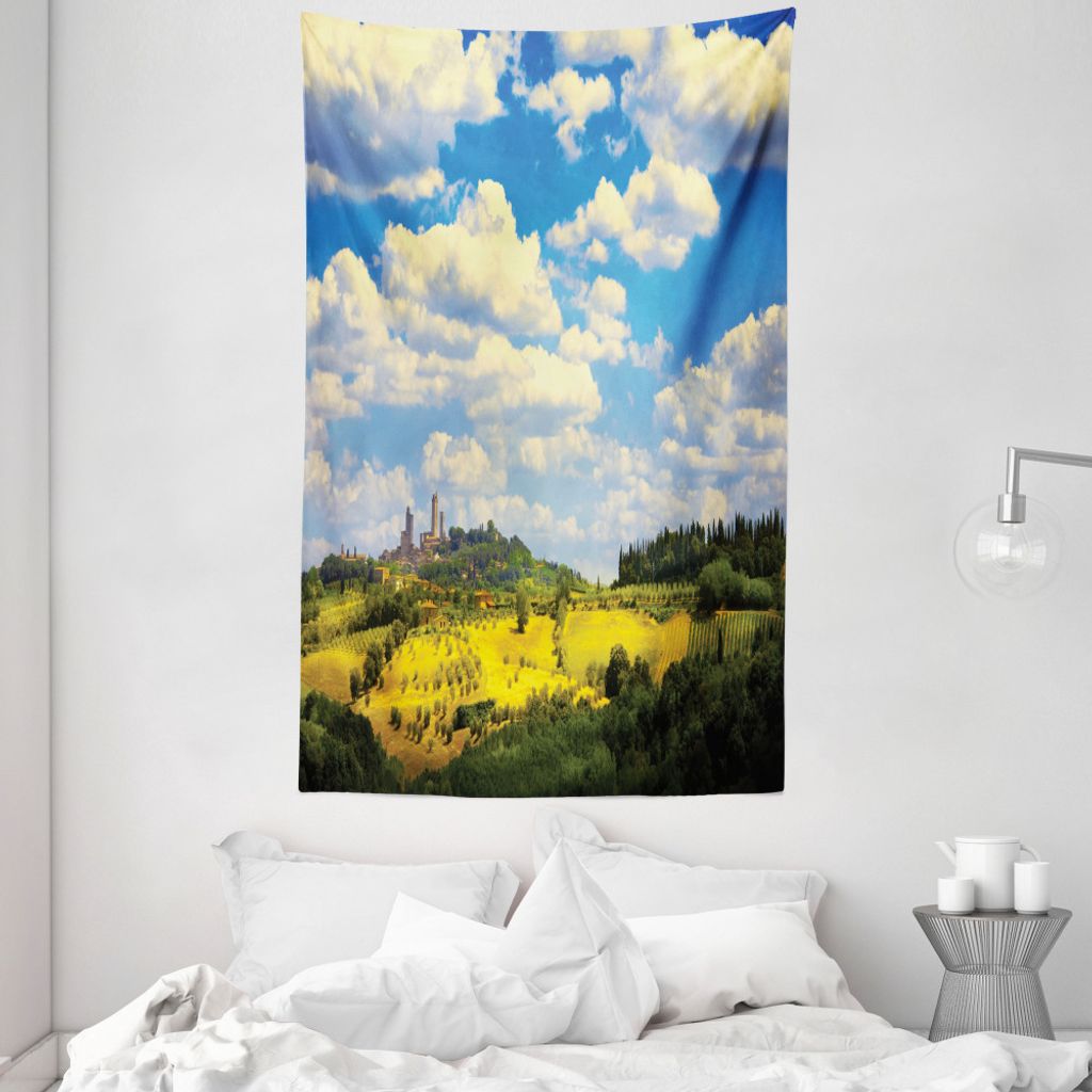 ABAKUHAUS Italien Wandteppich und Tagesdecke, Historic Village Scenery aus Weiches Mikrofaser Stoff Waschbar ohne Verblassen Digitaldruck, 140 x 23...