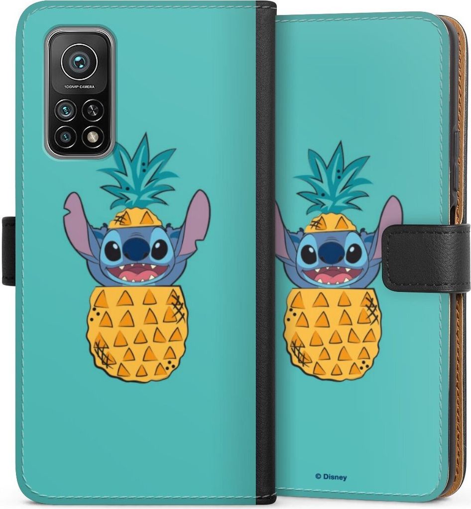 DeinDesign Klapphülle für Xiaomi Mi 10T Pro 5G Handytasche Lederhülle Tasche Ananas Disney Lilo & Stitch