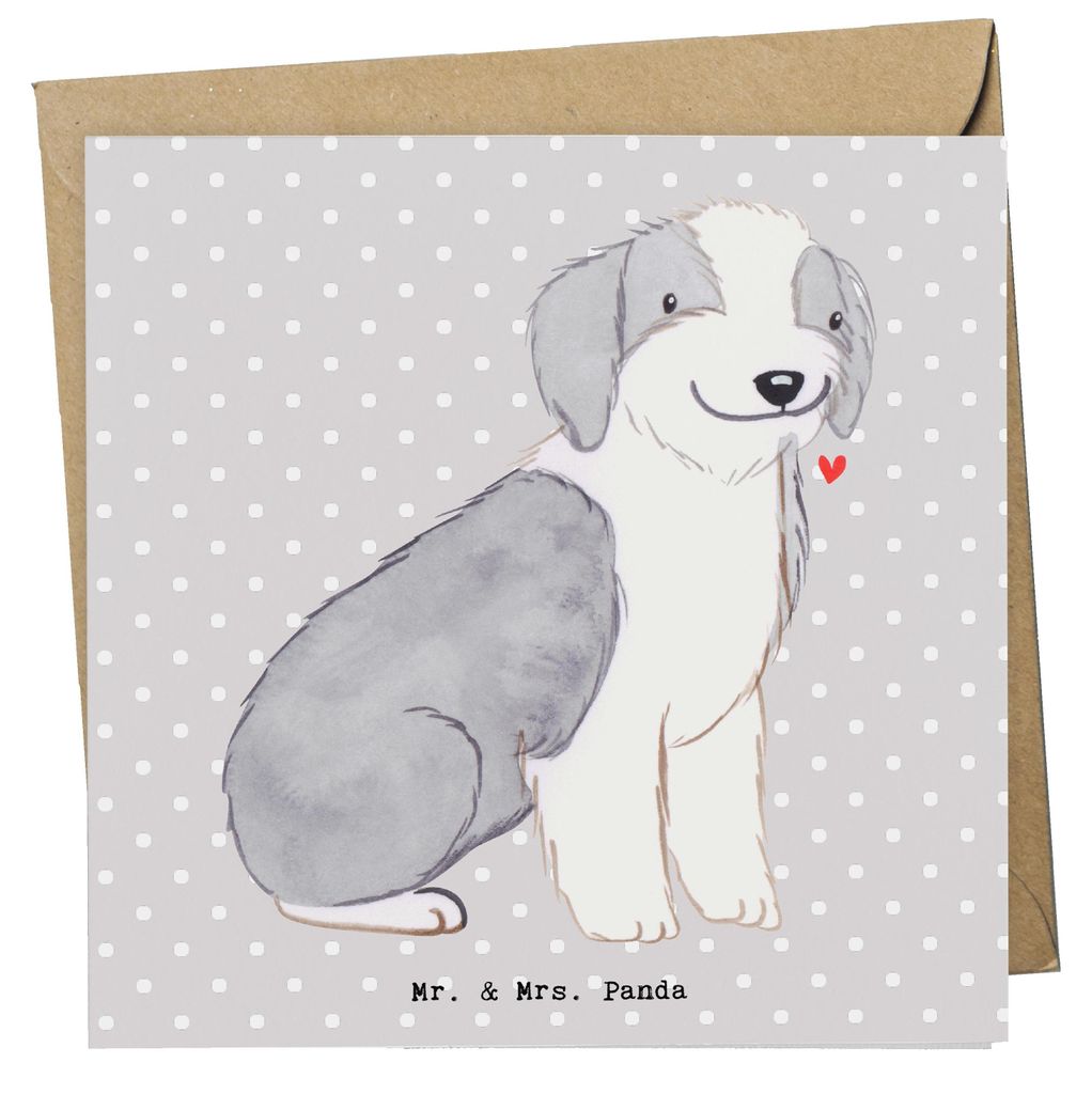 Mr. & Mrs. Panda Deluxe Karte Bearded Collie Moment - Grau Pastell - Geschenk, doppelkarte, Britischer Hütehund, Glückwunschkarte, anlasskarte, f...
