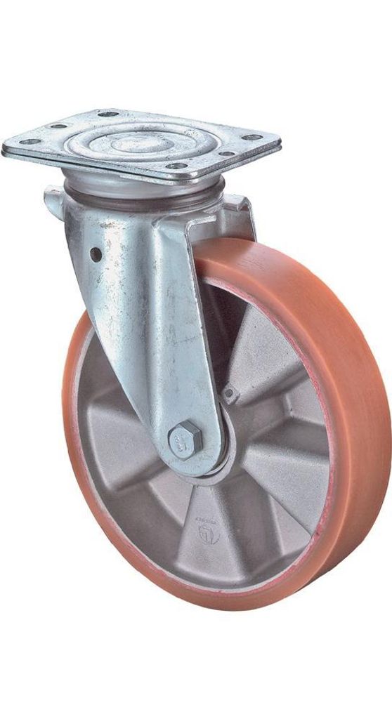 BS Rollen Lenkrolle LB500.B90.100 Durchmesser 100mm Tragfähigkeit 200kg Platte 105x85mm Rad Aluminium / Guss-PUR 95 - LB500.B90.100