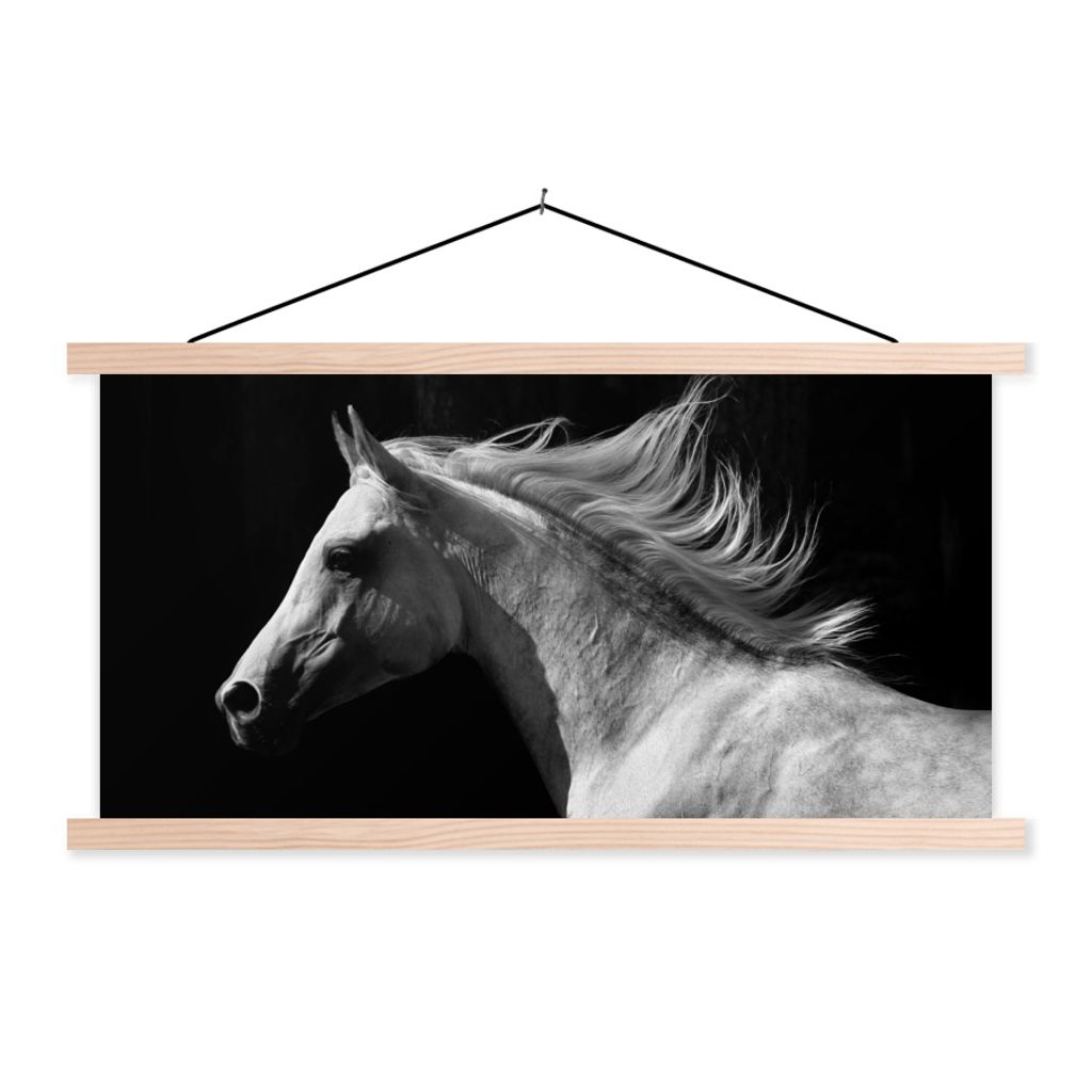 MuchoWow Textilposter Pferde - Nutztiere - Mähnen 150x75 cm mit holzfarbenen Rahmen - Plakate