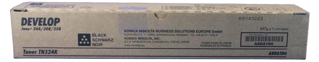 Toner TN324K Noir Compatible Develop A8DA1D0 Haute Capacité 28000p