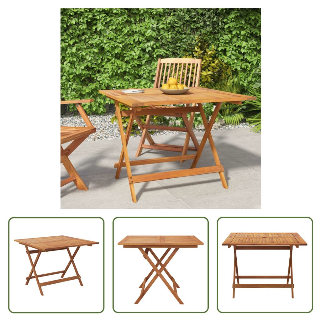 The Living Store Gartentisch Klappbar 90x90x75 cm Massivholz Akazie