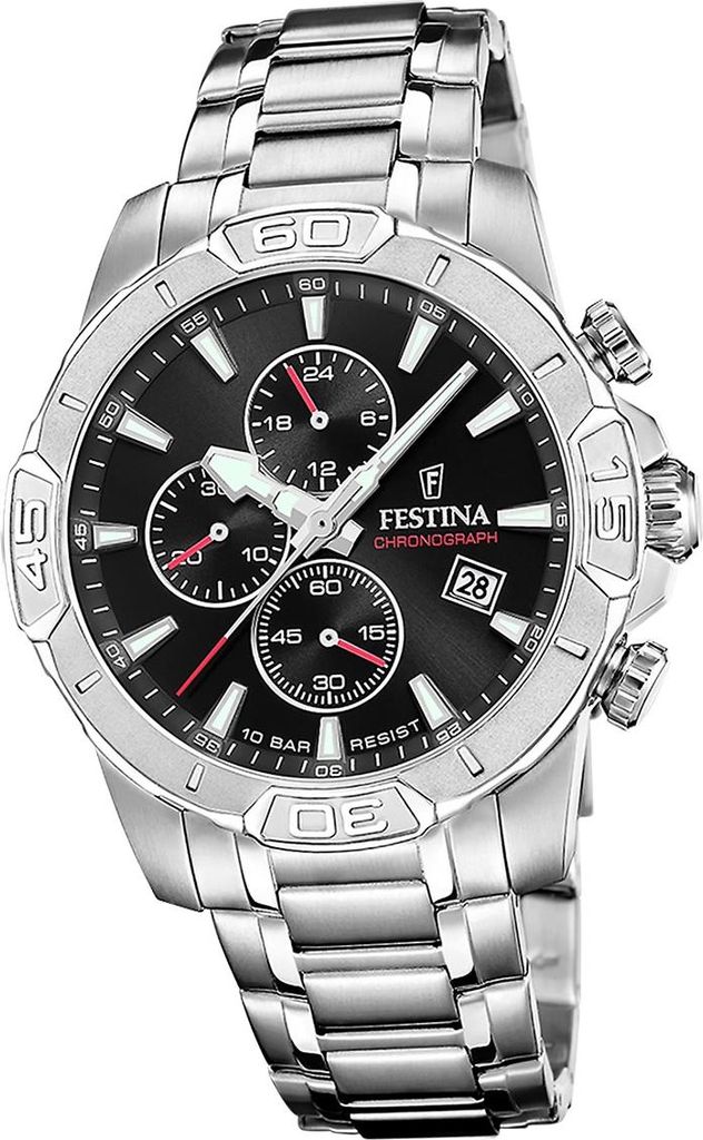 Festina Herrenuhr Timeless Chronograph Armbanduhr Edelstahl silber D2UF20704/3