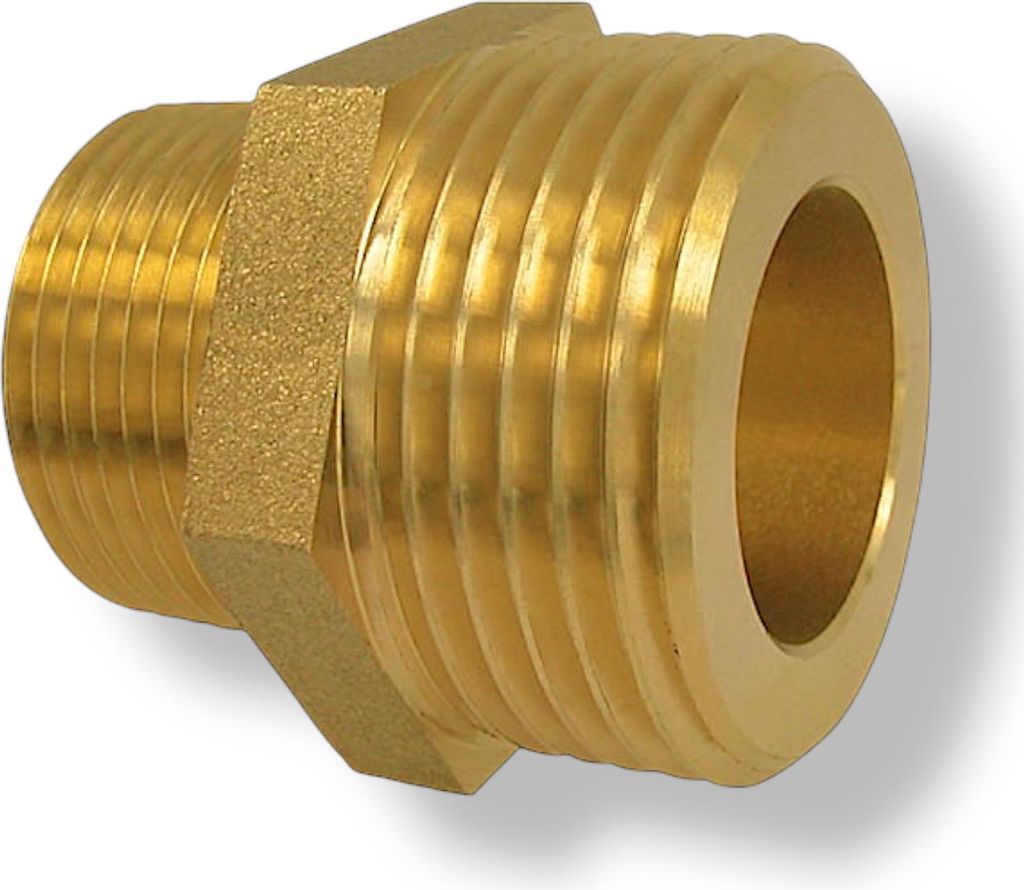 Reduzierung Messing CW617N Fitting beidseitig flachdichtend für Solar AG auf AG DN20 auf DN16 - 1 auf 3/4 Zoll