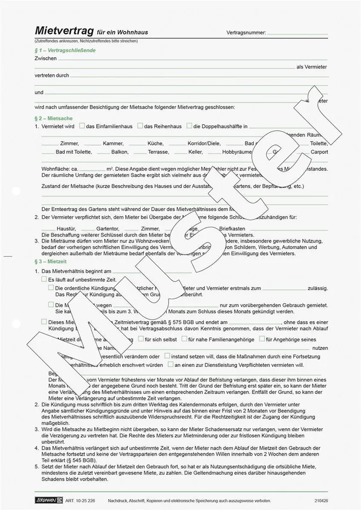 Contrat de Location Maison BRUNNEN 1025226 - Formulaire Juridique A4 x10