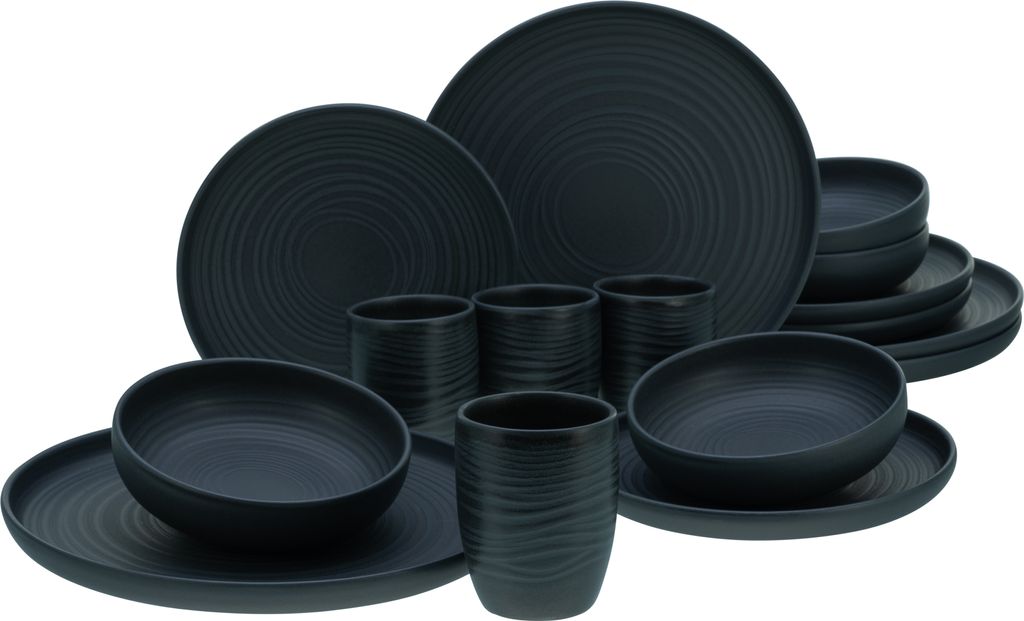 CreaTable, 23860, Uno Black, Kombiservice 16-tlg, Steinzeug Produktbild 