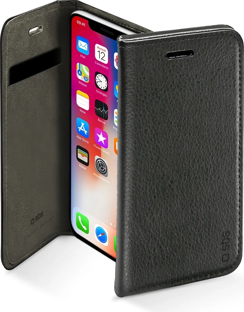 Custodia a Libro iPhone XS SBS - Flip Cover Nera per Viaggiatori