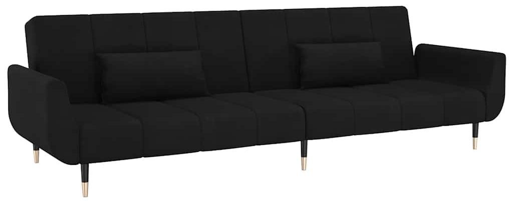 vidaXL Schlafsofa 2-Sitzer mit 2 Kissen Schwarz Samt Produktbild 