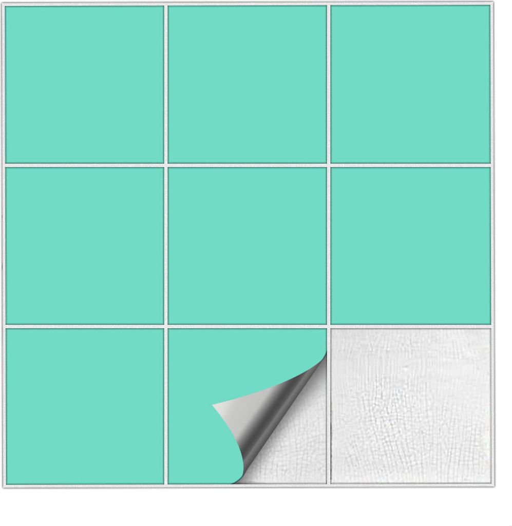 Fliesenaufkleber Für Bad, Küche etc Mint 55 matt 15 x 15 cm 10 Stück