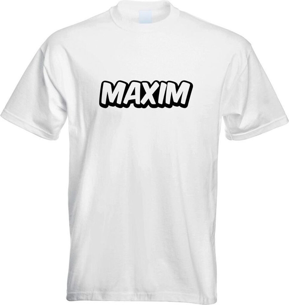 Kiwistar - T-Shirt - Weiss - Maxim Vorname Jungen Motiv Bedruckt Funshirt Design Print - mit Motiv Bedruckt - Funshirt Design - Sport - Freizeit - ...