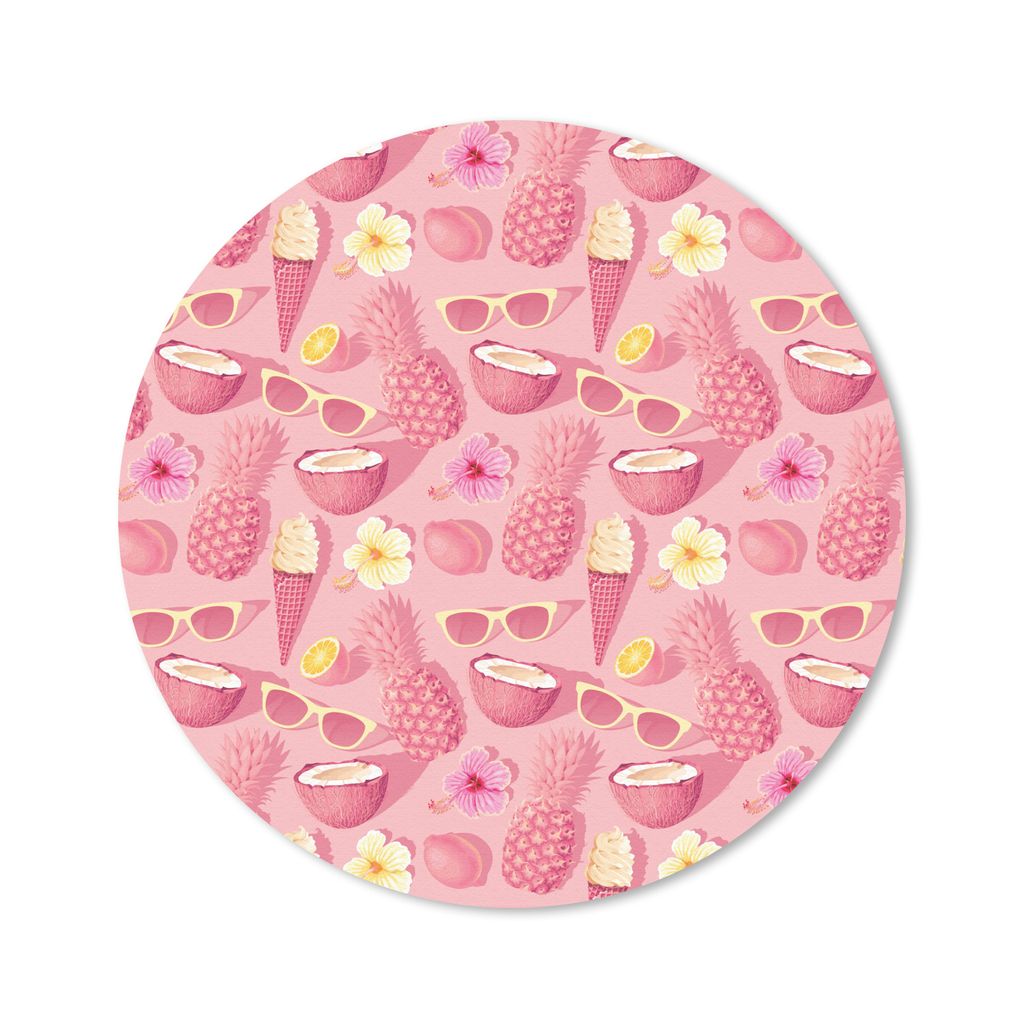 MuchoWow Mauspad Mousepad Sommer - Rosa - Muster 20x20 cm - Mousepads - Maus Mat - Pad - Mausunterlage - Schreibtischmatte